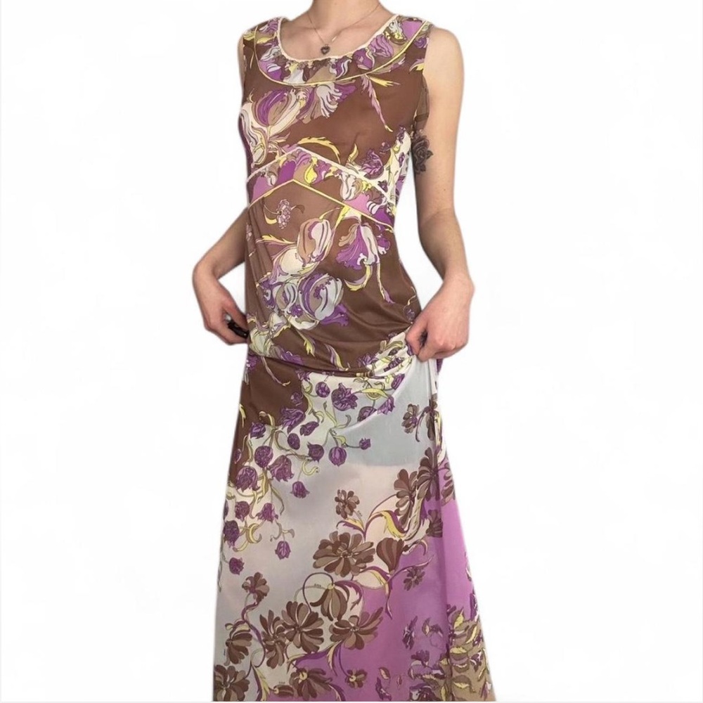Emilio Pucci for Formfit Roger's Vintage Vibrant Floral Silk Maxi Dress